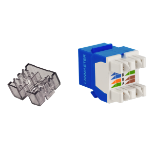 Keystone module, RJ45, category 5E, UTP, 180 degrees, with built-in shutter
